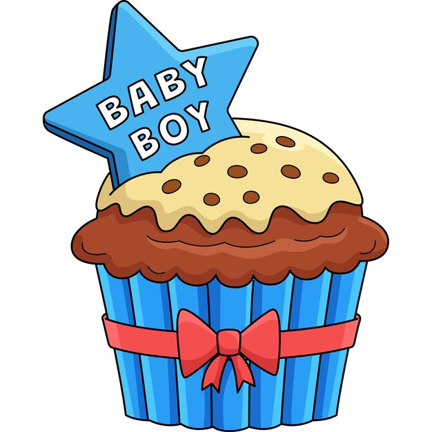 Baby Shower Baby Boy Cupcake Clipart de dibujos animados
