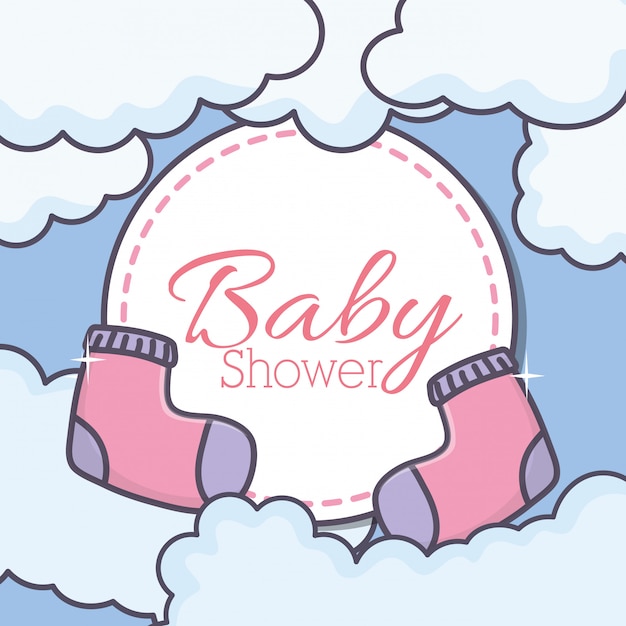 Baby shower calcetines nubes tarjeta