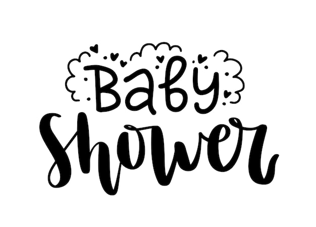 Baby shower caligrafía dibujada a mano y letras Frase de saludo de invitación de fiesta para tarjetas