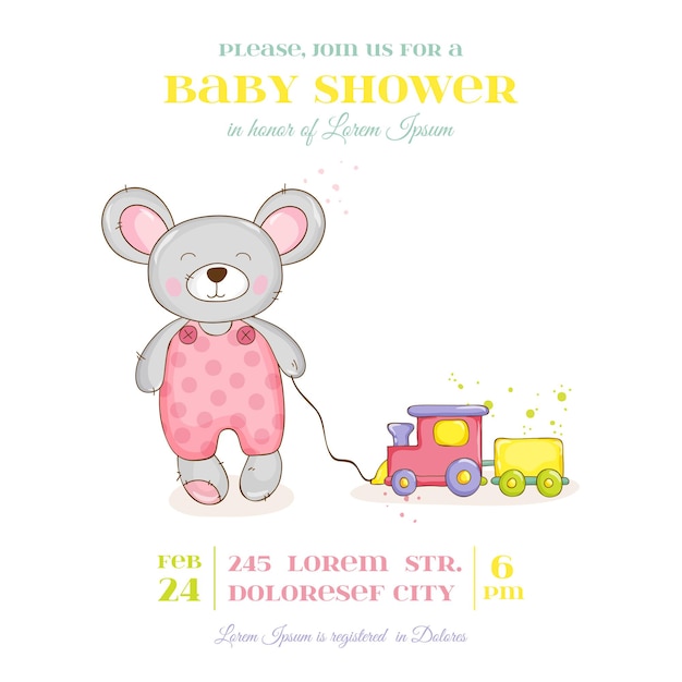 Baby shower o tarjeta de llegada - baby mouse girl