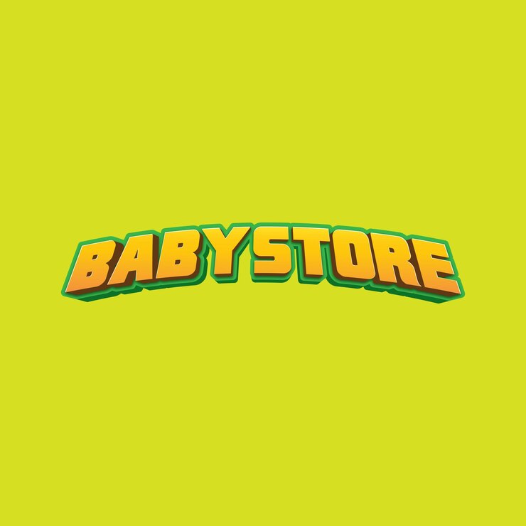 Baby Store palabra degradado color de naranja a amarillo, verde, colores paja diseño de logotipo 3D