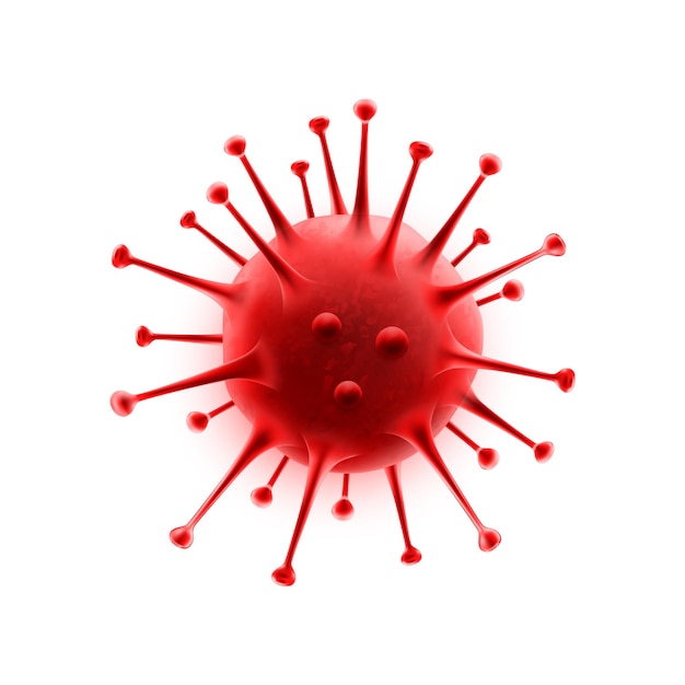 Vector las bacterias del coronavirus aislaron el icono de la célula covid roja en el vector blanco ncov sin infección y parada