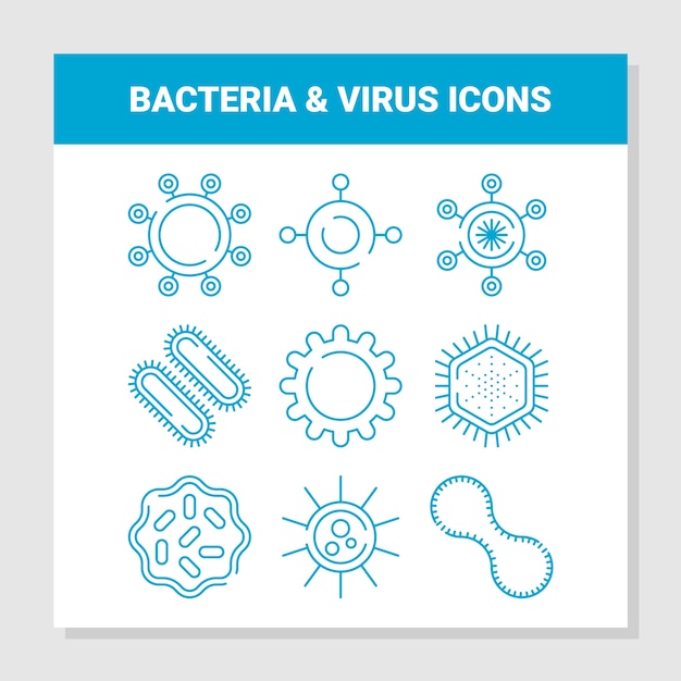 Bacterias e iconos de virus