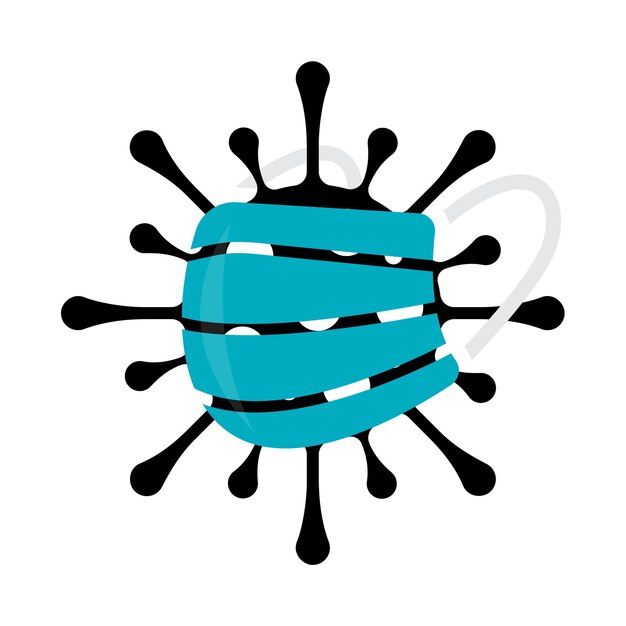 Bacterias en icono de máscara Icono de máscara facial Máscara quirúrgica Detener coronavirus Prevención de virus Protección antivirus Señal de atención de advertencia Símbolo de peligro ilustración vectorial Gráfico vectorial EPS 10