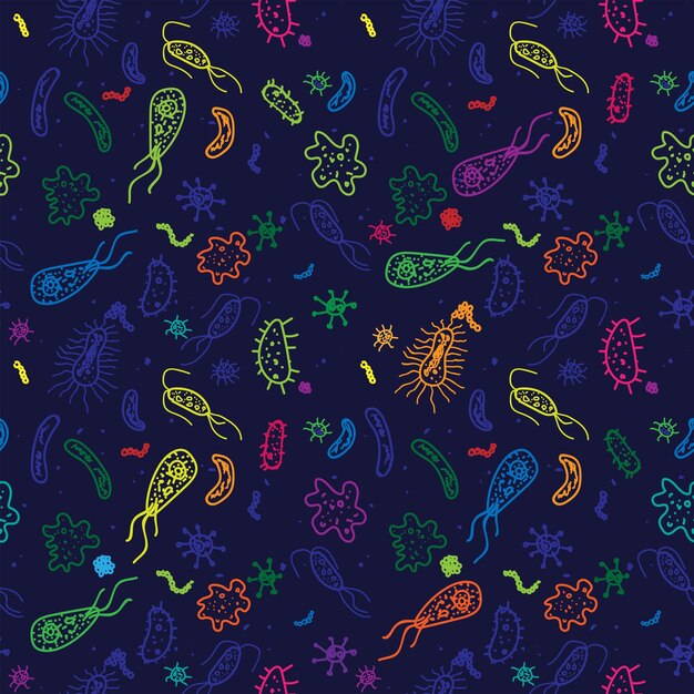 Bacterias Ilustración dibujada a mano
