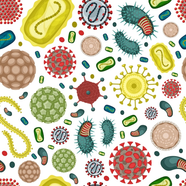 Bacterias patrón bacteria humana microbiología concepto colección vector fondo transparente
