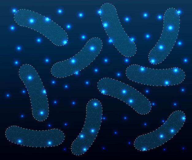 Bacterias probióticos polígono azul 3