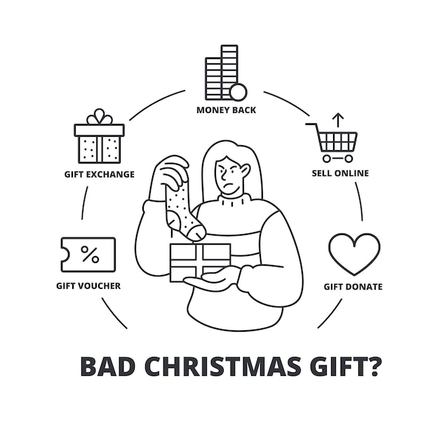 Bad christmas giftotions qué doline ilustración vectorial