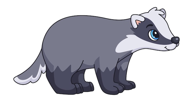 Badger en estilo de dibujos animados. Carácter lindo. Animal del bosque