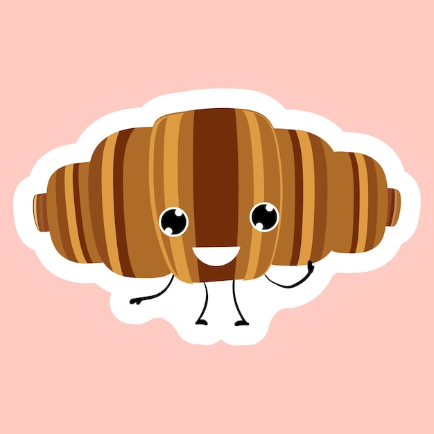 Bagel de pegatina Logotipo de panadería Ilustración vectorial de panadería y pastelería Personaje de dibujos animados de bagel