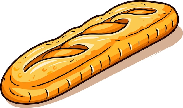 Baguette francesa fresca Pan largo Pan Panadería para el desayuno Ilustración vectorial