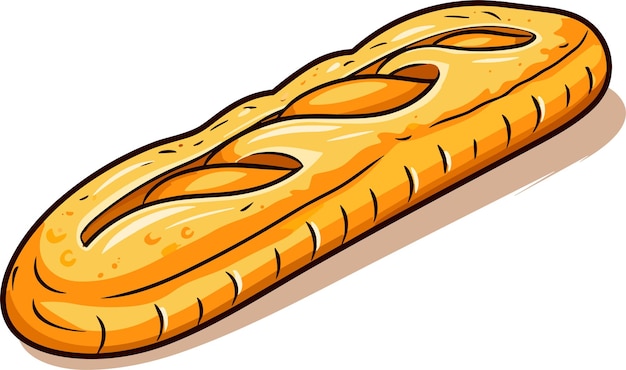 Vector baguette francesa fresca pan largo pan panadería para el desayuno ilustración vectorial