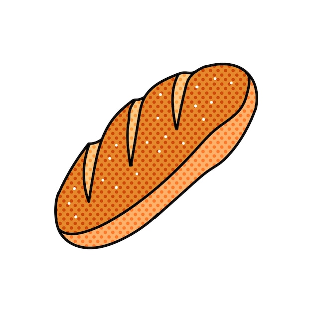 Baguette pan francés medio tono dibujado a mano ilustración vectorial de color