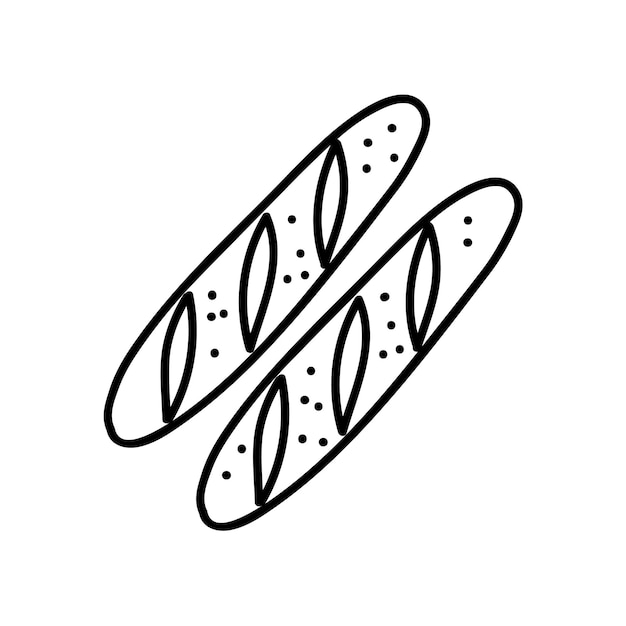 Baguette pan icono dibujado a mano ilustración vectorial