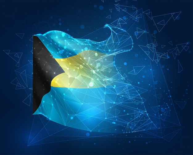 Bahamas vector bandera virtual abstracto objeto 3D de polígonos triangulares sobre un fondo azul