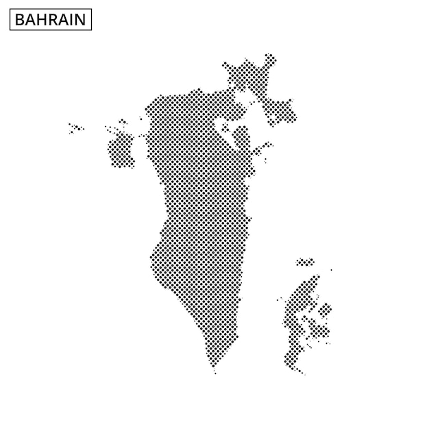 Bahréin delineado con un patrón de puntos contra un diseño de fondo creativo