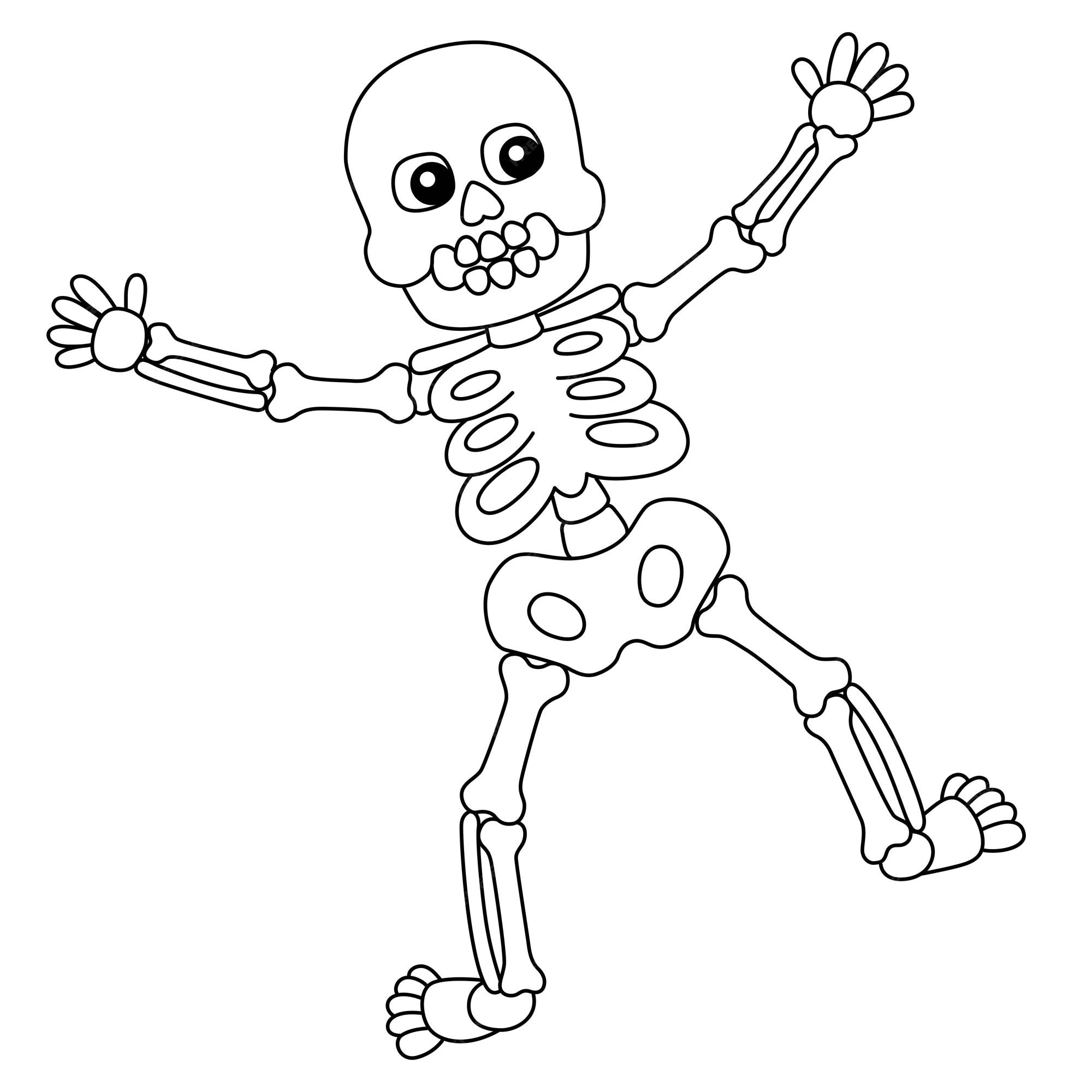 Bailando esqueleto halloween para colorear página aislada | Vector Premium Bailando esqueleto halloween para colorear página aislada | Vector Premium