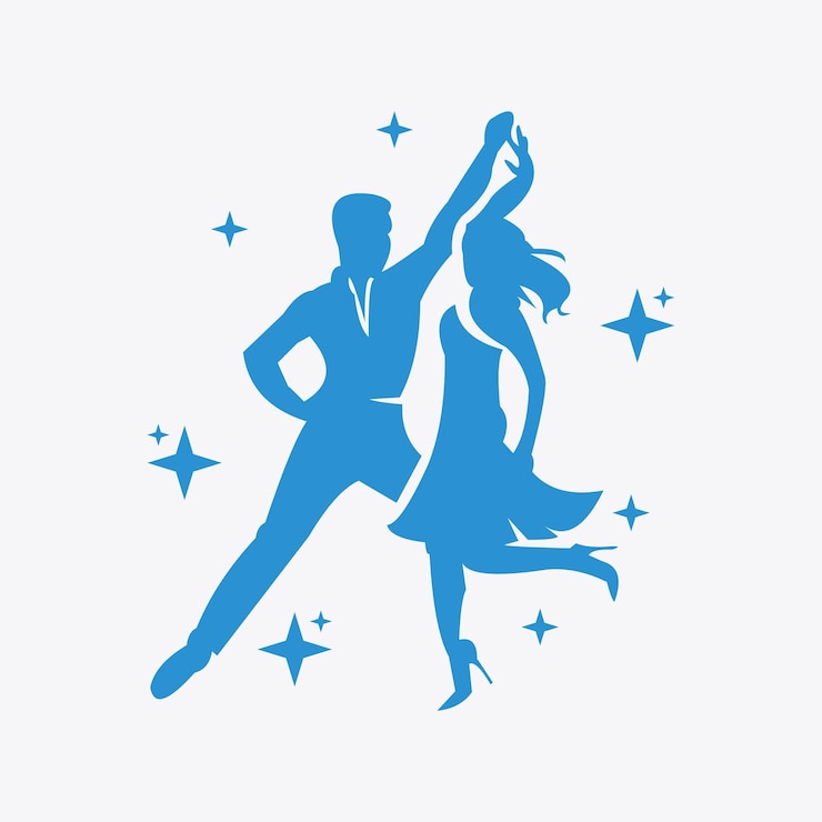 Vector bailando, hermoso, pareja joven, amor
