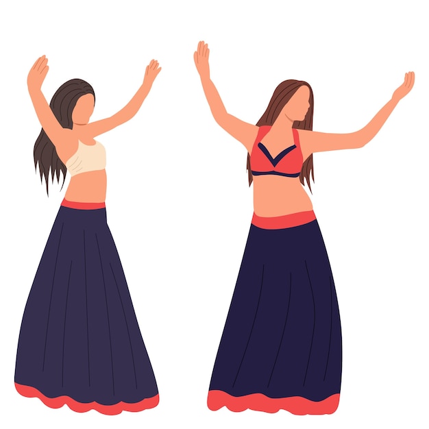 Bailando mujeres niñas sobre fondo blanco aislado vector