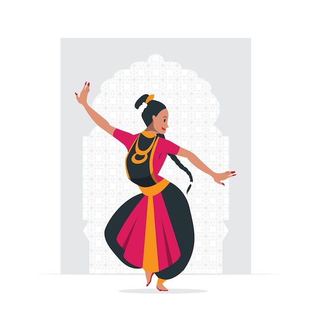 Vector bailarín clásico indio bharatnatyam bailarín kathakali