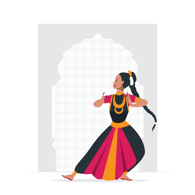 Vector bailarín clásico indio bharatnatyam bailarín kathakali