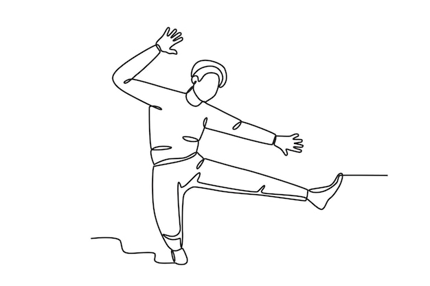 Un bailarín entretiene al público Bailando dibujo en línea.