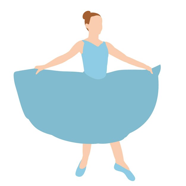 Bailarina aislada vectorial bailando en un estilo plano sin rostro