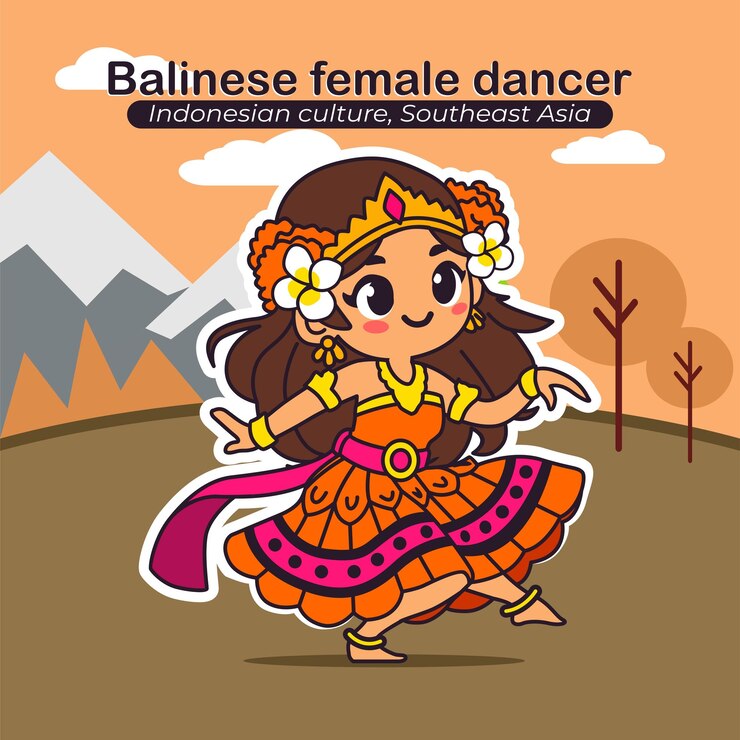 Vector bailarina balinesa cultura indonesia el sudeste asiático