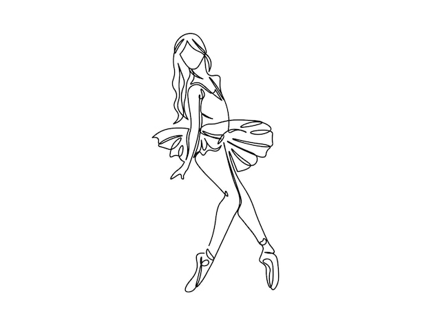 Bailarina, ballet Dance girl Arte de una sola línea, ilustración vectorial