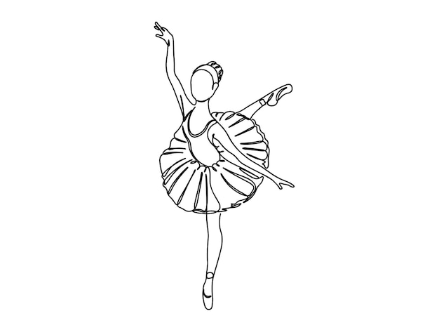 Bailarina, ballet Dance girl Arte de una sola línea, ilustración vectorial