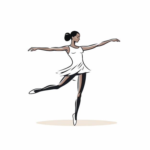 Vector bailarina de ballet ilustración vectorial de una bailarina en un vestido blanco