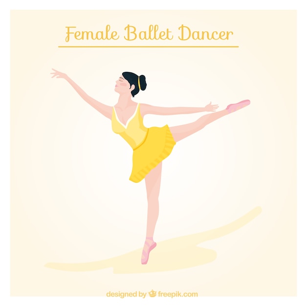 Vector bailarina de ballet con un vestido amarillo