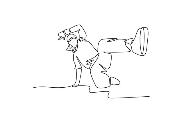 Bailarina de break de pie en una mano Concepto de baile de break dibujo en línea