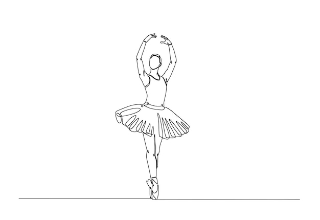 Bailarina en una ilustración continua de dibujo de una línea