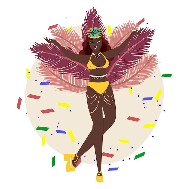 Vector bailarina negra en carnaval carnaval brasileño