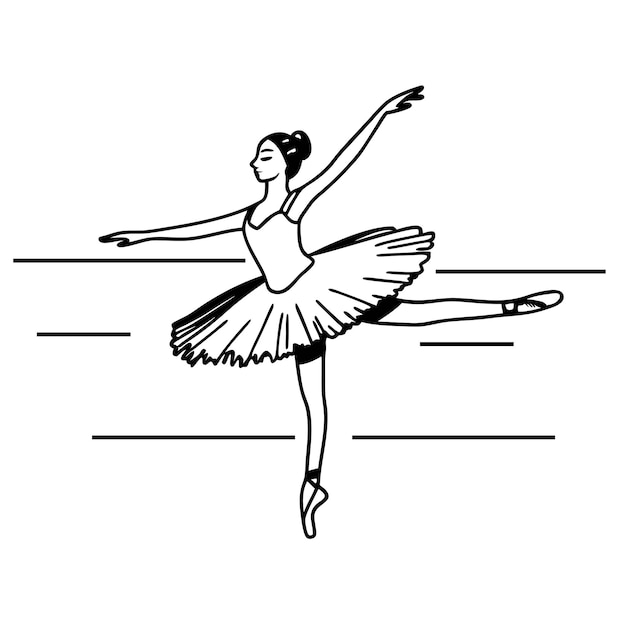 Bailarina en una postura graciosa ilustración en blanco y negro