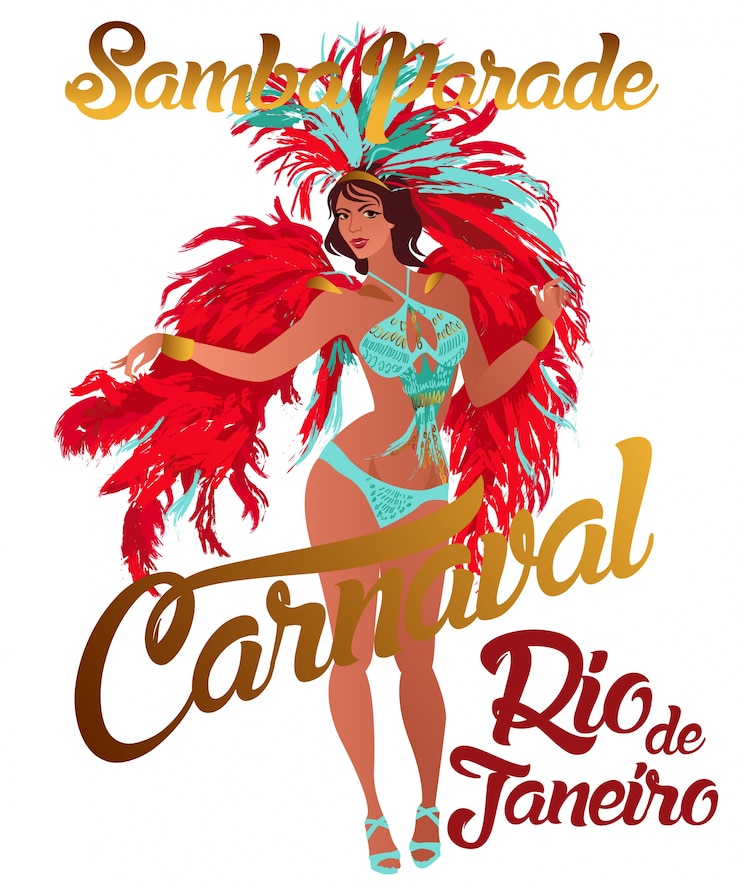 Vector bailarina de samba brasileña.