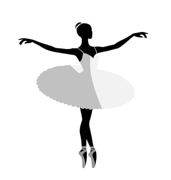 Bailarina con un tutu Silueta de bailarina sobre un fondo blanco Bailarín de ballet