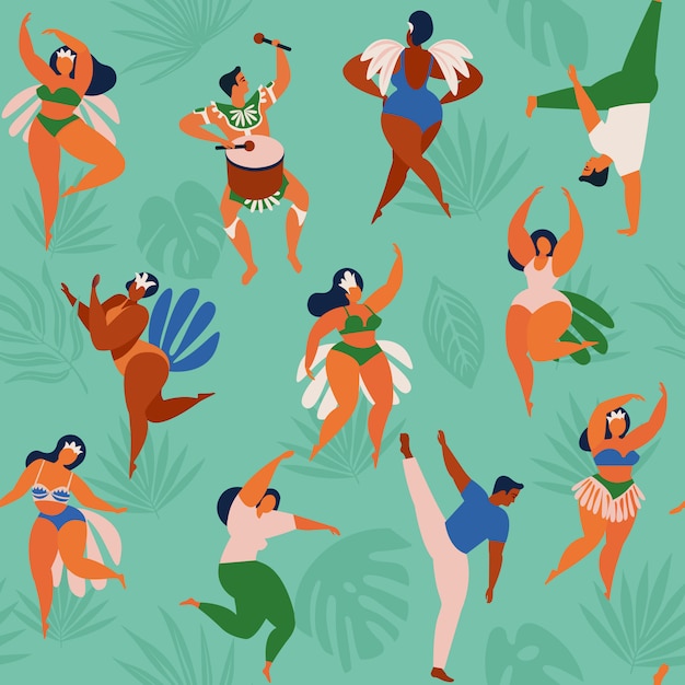 Vector bailarines de samba brasileños del carnaval en río de janeiro.