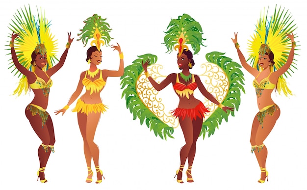 Bailarines de samba brasileños en el carnaval