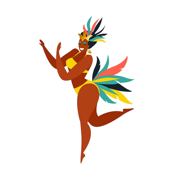 Bailarines de samba brasileños Rio. Baile de la muchacha del carnaval del vector