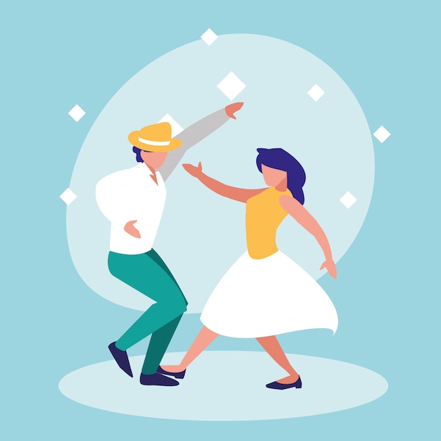 Vector baile de pareja de personaje de avatar de discoteca