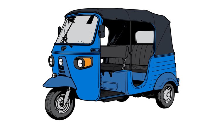 Vector bajaj rickshaw en fondo blanco