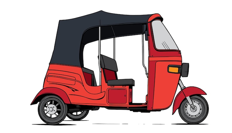 Vector bajaj rickshaw en fondo blanco