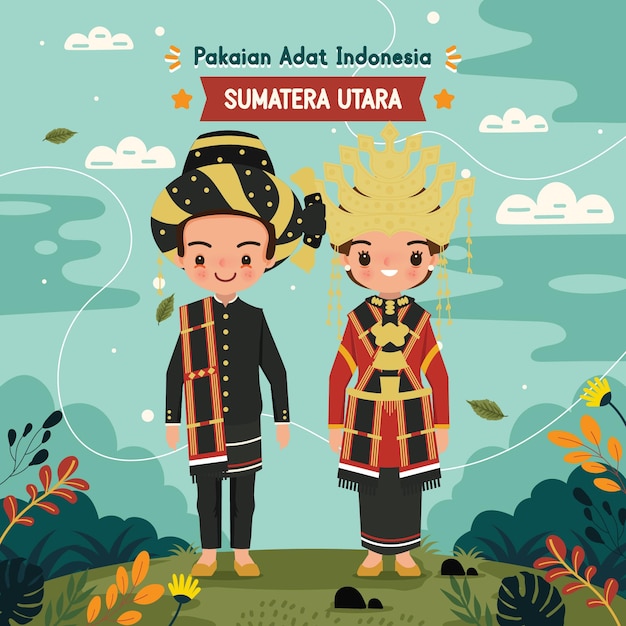 Vector baju adat indonesia sumatra utara