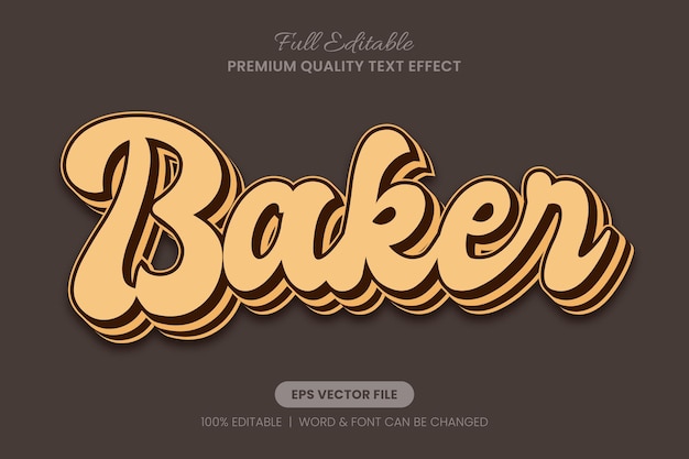 Baker Script Efecto de texto editable Estilo gráfico de la fuente