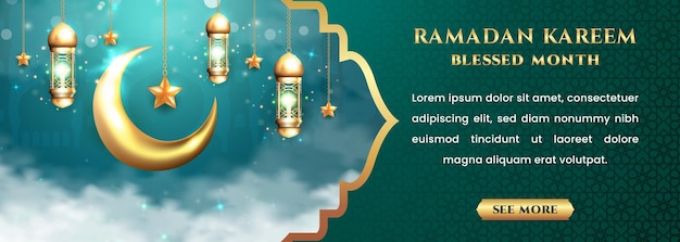 Bakground Ramadan Kareem realista adecuado para tarjetas de felicitación de banner o su negocio con Ramadan t