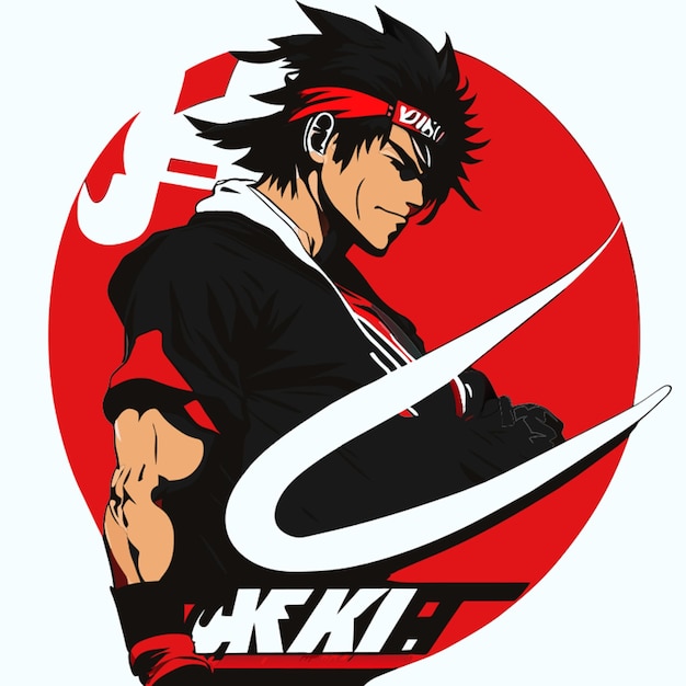 baki hanma con la ilustración vectorial del logotipo de nike