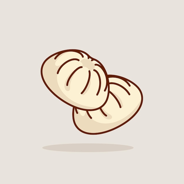 Bakpao comida flotante simple dibujos animados vector ilustración concepto de comida icono aislado