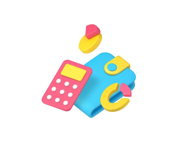 Balance presupuestario de dinero contabilidad análisis financiero icono 3D ilustración vectorial realista